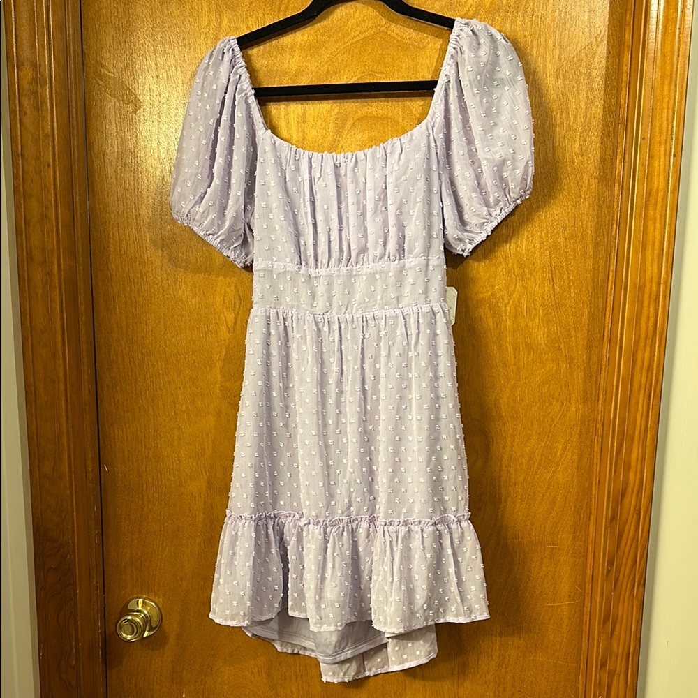 Chic Lavender Puff Sleeve Dress